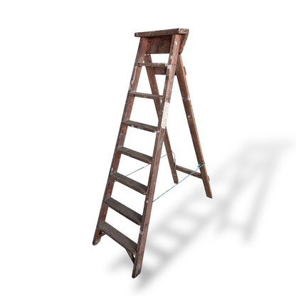 Vintage Wooden Step Ladder – Rustic Plant Stand