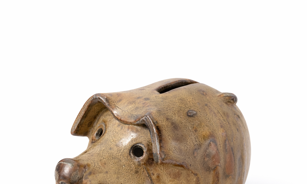 Vintage Studio Pottery Pig Money Bank – Handcrafted Ceramic Piggy Bank