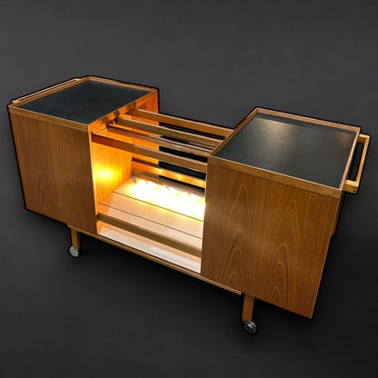 Niels Erik Glasdam Jensen Mid Century Danish Teak Expanding Bar Cart
