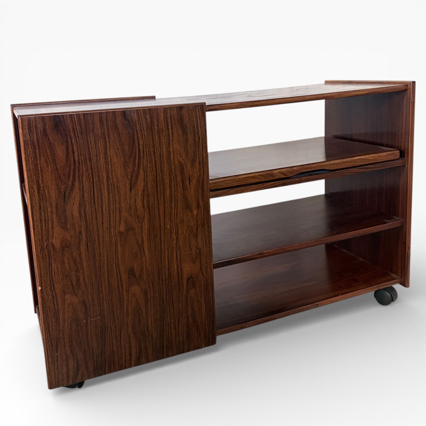Danish Rosewood Media Unit with Sliding Shelf
