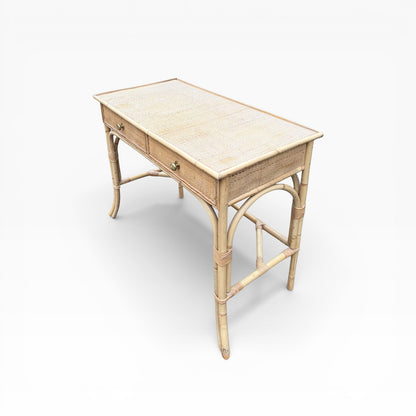 Vintage Bamboo & Rattan Console Table / Desk