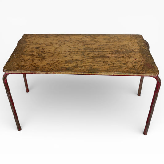 Vintage School Desk Coffee Table | Industrial Child’s Desk Table | Mid-Century Educational Furniture