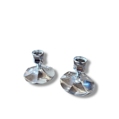 Pair of Vintage Chrome Candlesticks