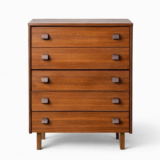 Mid-Century Teak Tallboy Chest of Drawers – Five Drawer Danish Style