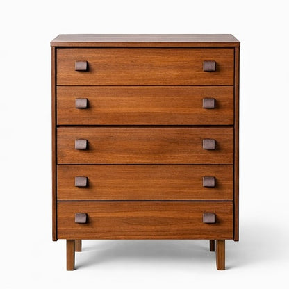 Mid-Century Teak Tallboy Chest of Drawers – Five Drawer Danish Style