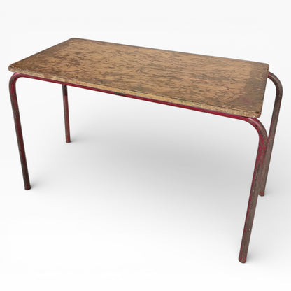 Vintage School Desk Coffee Table | Industrial Child’s Desk Table | Mid-Century Educational Furniture