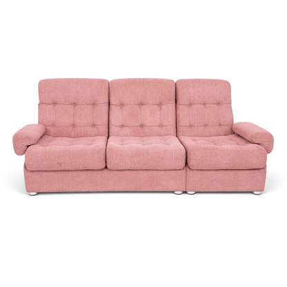 Mid-Century Modular Two-Seater Sofa with Integrated Armchair – Dusty Pink Upholstery (Heals Retailed)