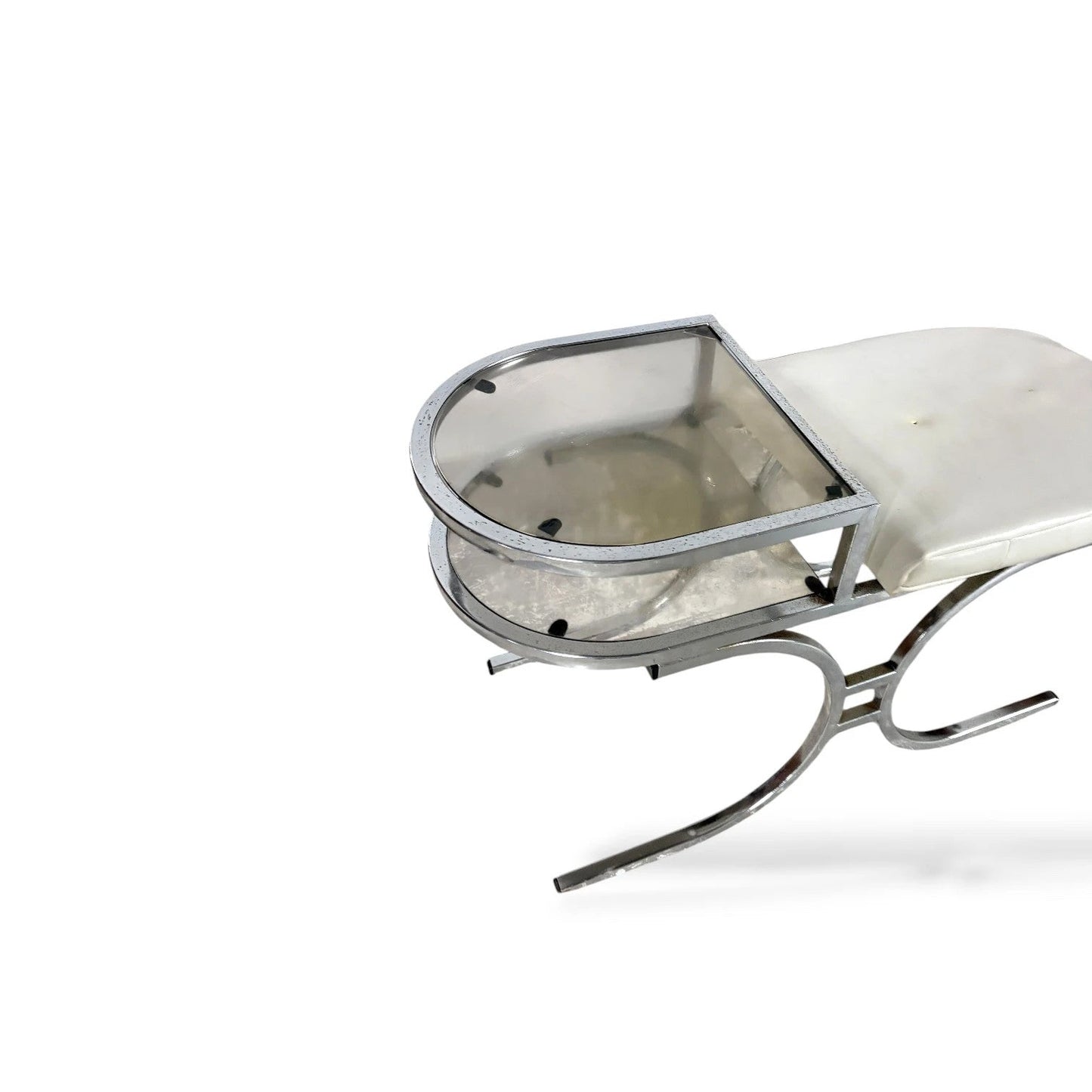 Mid-Century Chrome & Smoked Glass Space Age Telephone Bench