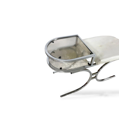 Mid-Century Chrome & Smoked Glass Space Age Telephone Bench