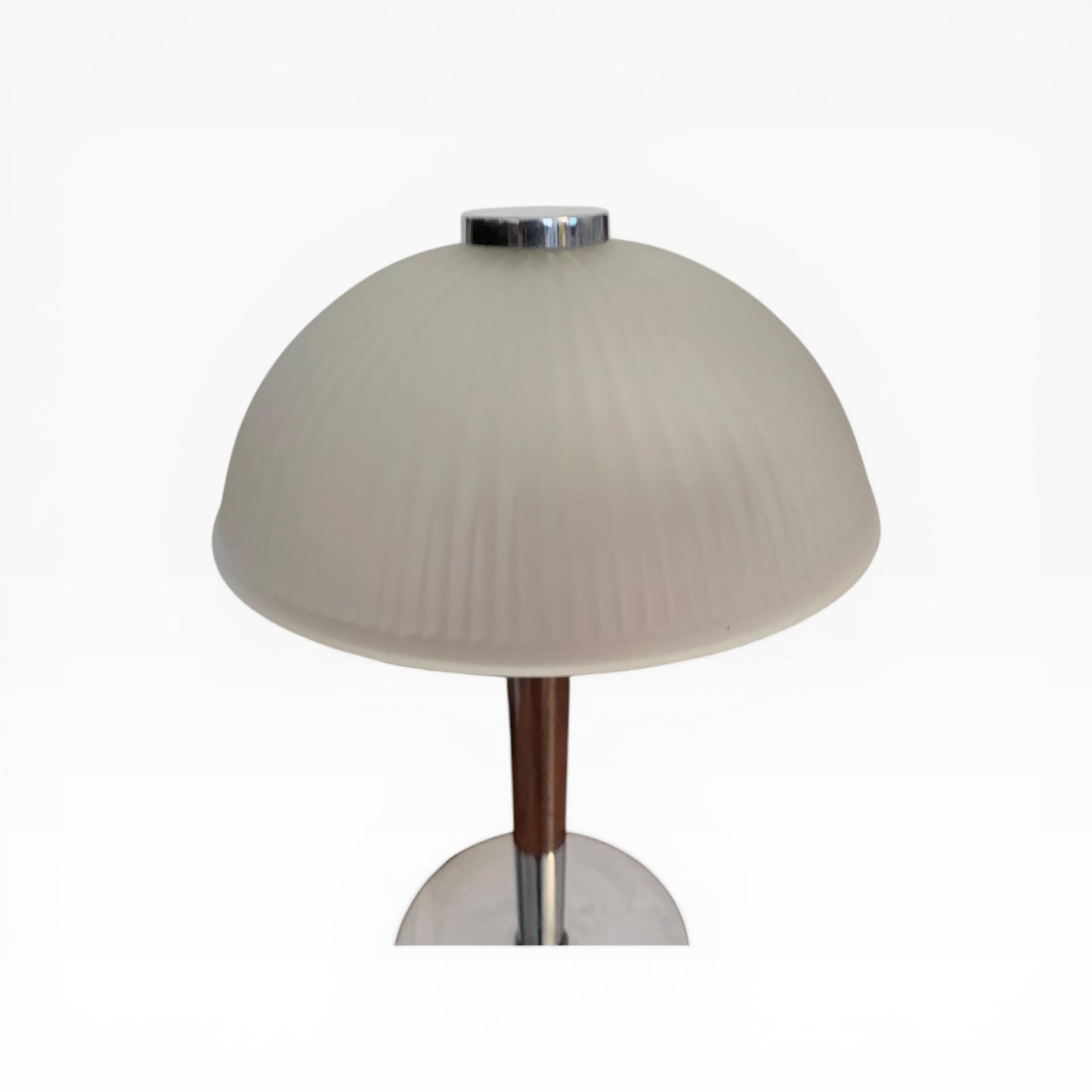 Vintage Chrome & Frosted Glass Mushroom Table Lamp – Mid Century — view 8