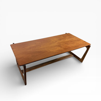 Danish Mid Century Coffee Table with Sleigh Legs