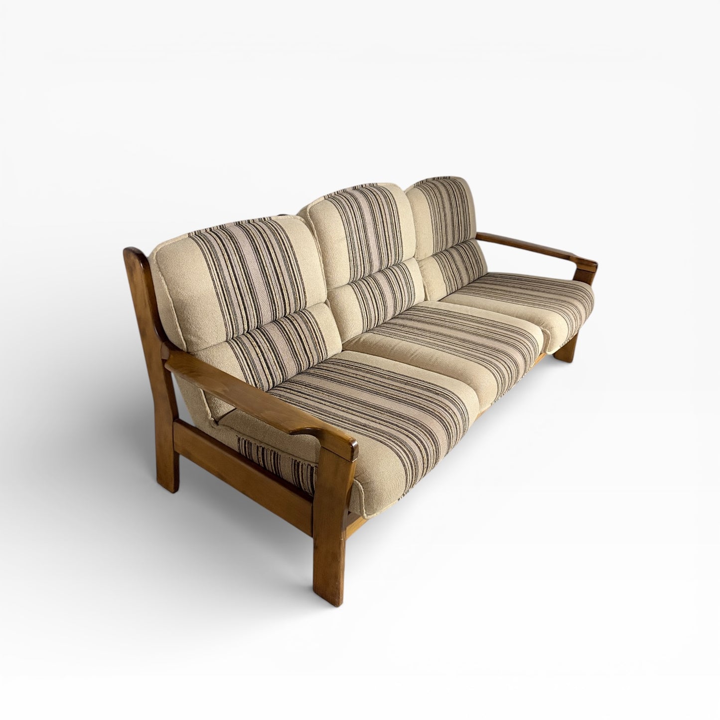 Mid-Century Danish Beech Three-Seater Sofa
