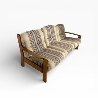 Mid-Century Danish Beech Three-Seater Sofa