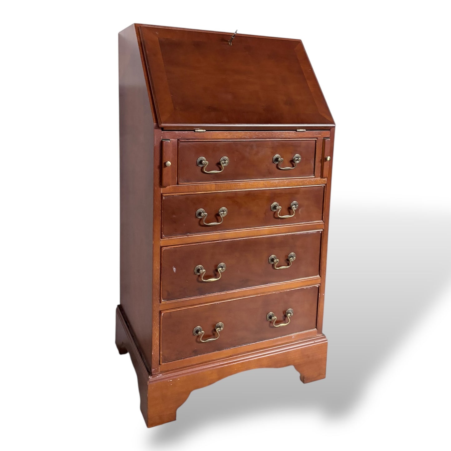 Vintage Yew Wood Compact Bureau Writing Desk