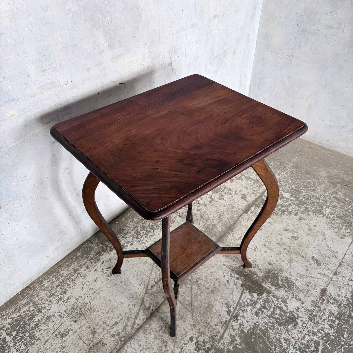 Antique Arts & Crafts Walnut Occasional Side Table | Art Nouveau Lamp Table with Undershelf