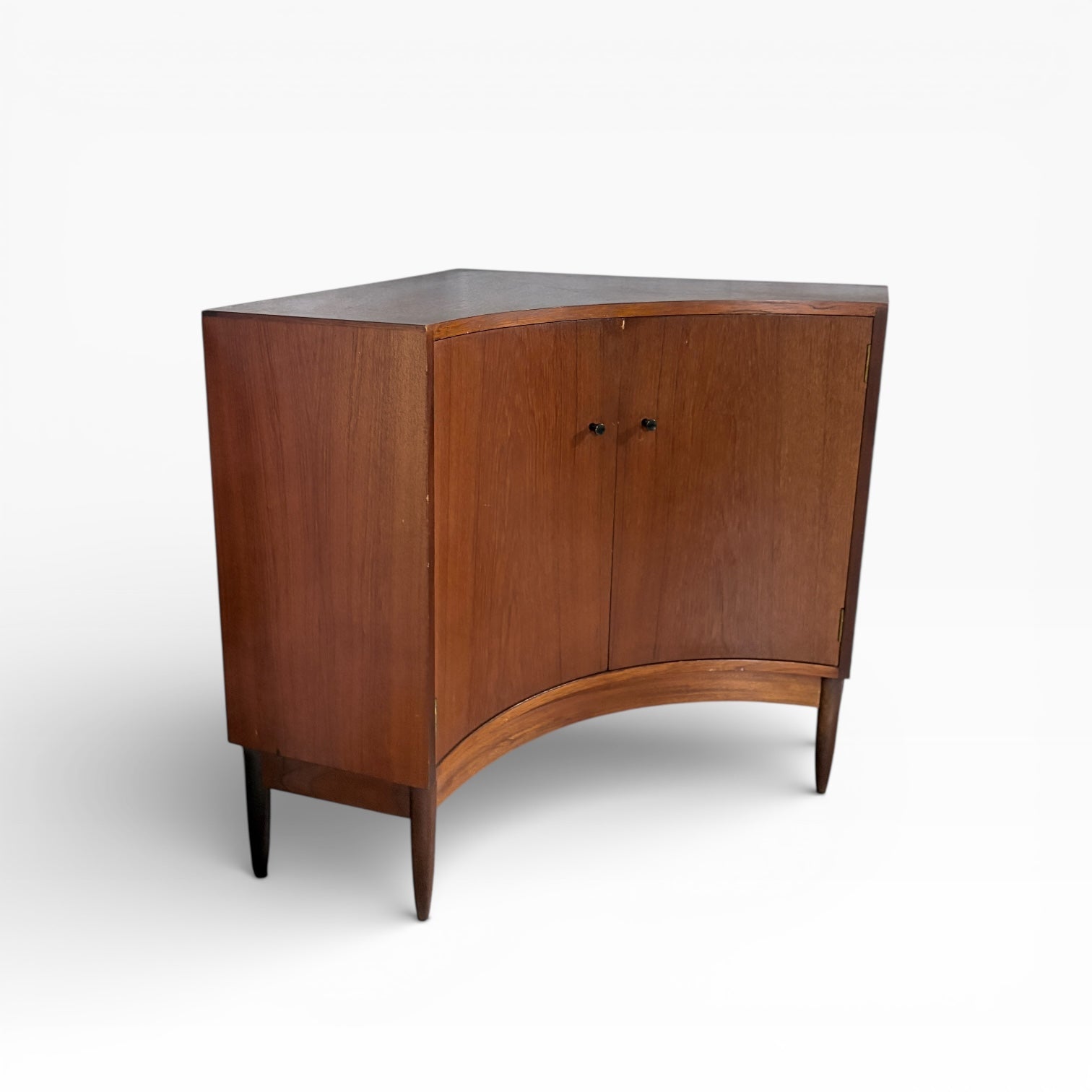 Mid-Century Greaves & Thomas Curved Front Corner Cabinet / Storage Unit