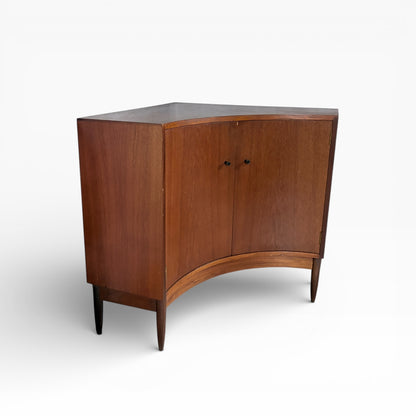 Mid-Century Greaves & Thomas Curved Front Corner Cabinet / Storage Unit