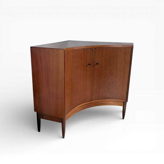 Mid-Century Greaves & Thomas Curved Front Corner Cabinet / Storage Unit