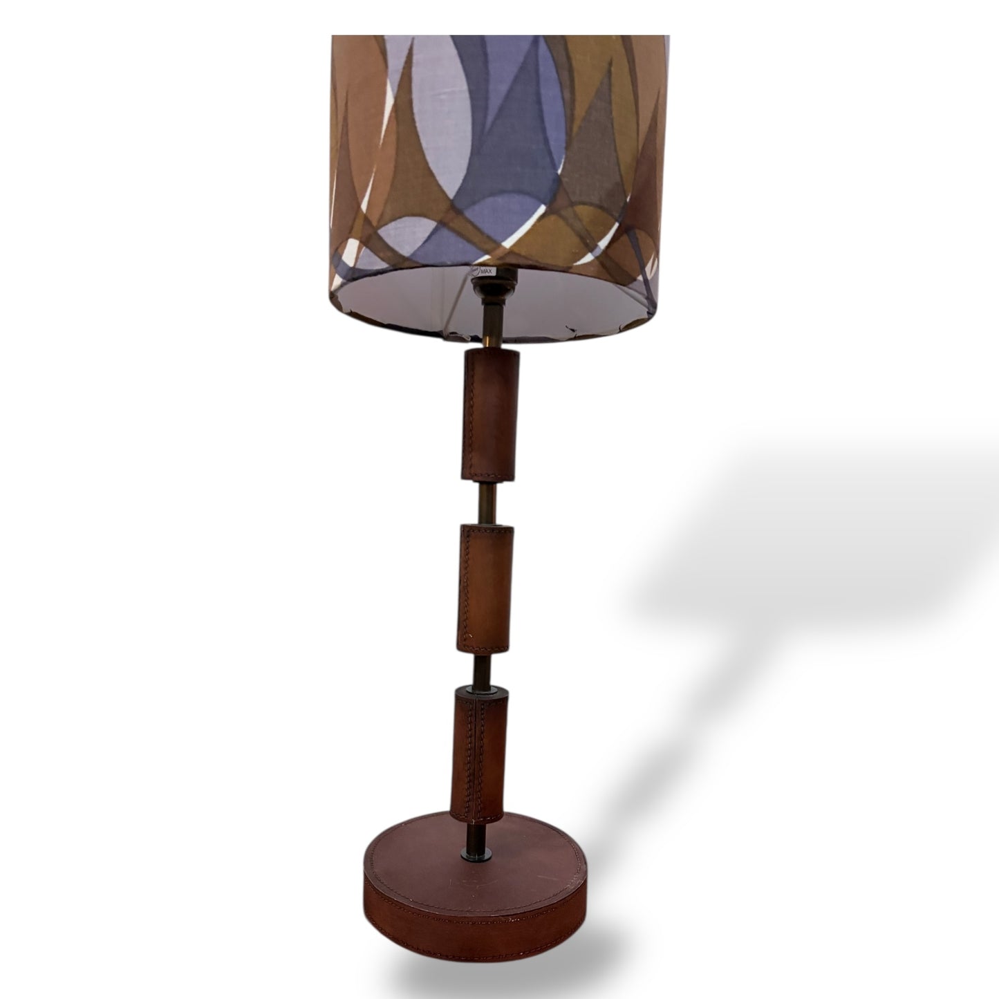 Vintage Leather & Teak-Style Table Lamp with Handmade Shade by Lightfandango — view 4