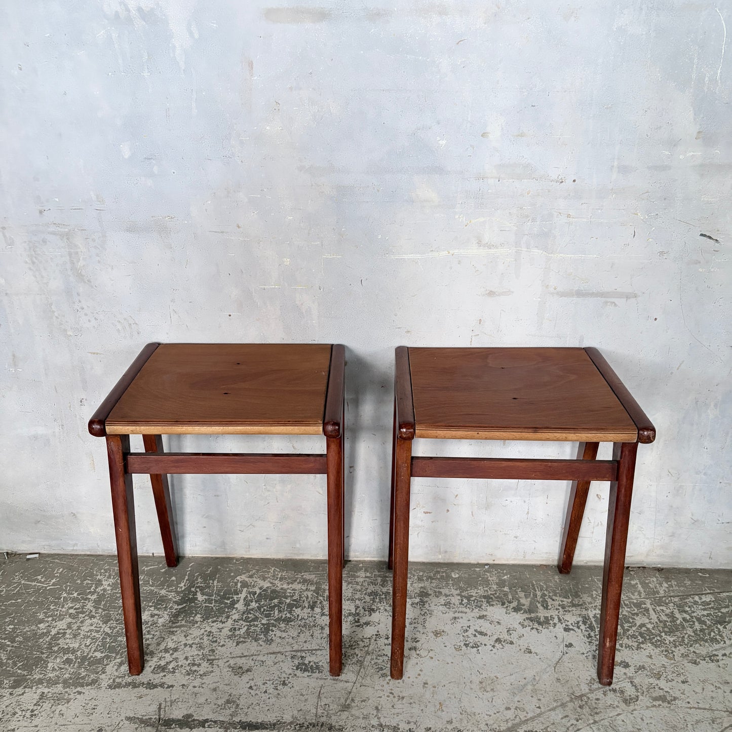 Mid Century Teak & Plywood Bedside Tables