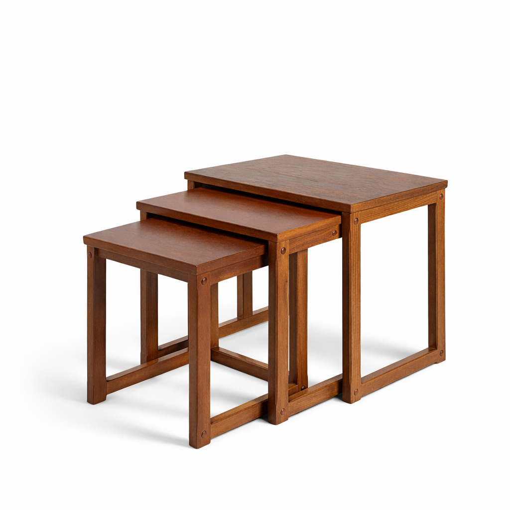 Vintage Teak Nest Tables – Mid Century Side Tables | Danish Teak Set
