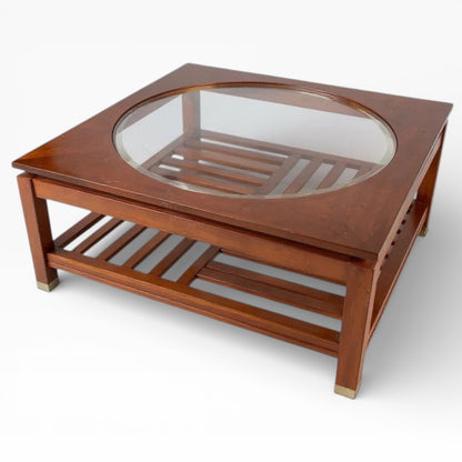 Stickley Solid Cherry Coffee Table with Glass Insert (2001)