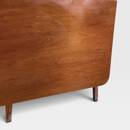 Mid Century Dining Table - Vintage Walnut Drop Leaf Extendable Dining Surface