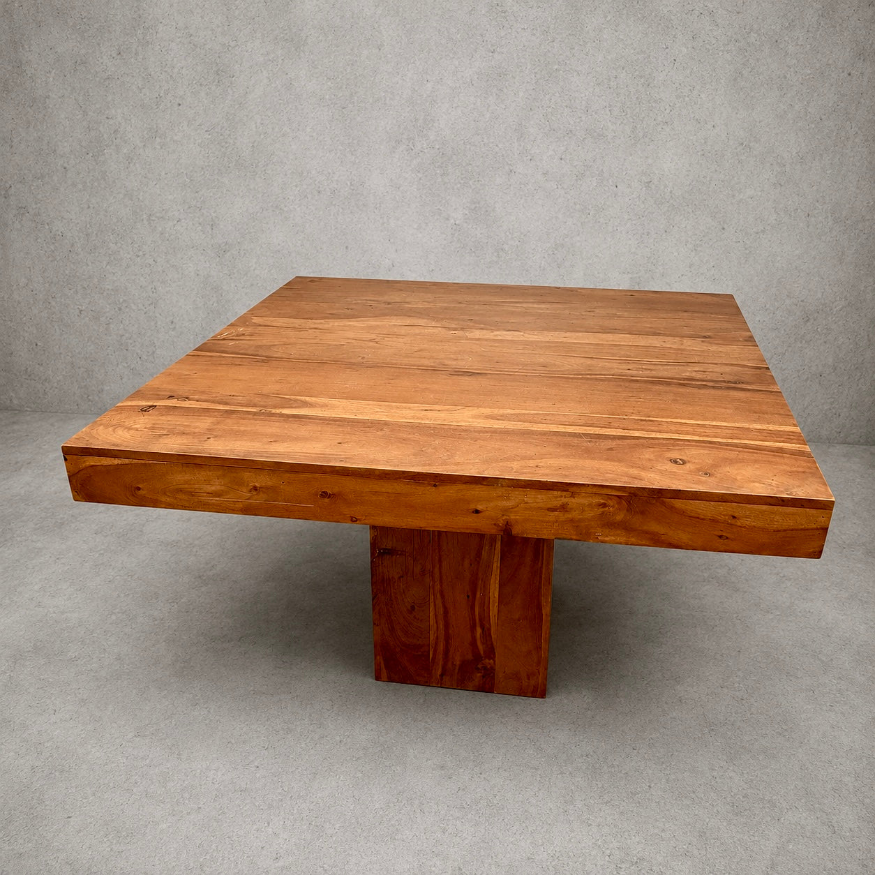 Vintage Solid Mango Wood Square Pedestal Dining Table