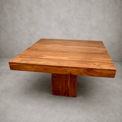 Vintage Solid Mango Wood Square Pedestal Dining Table