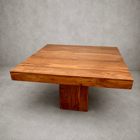 Vintage Solid Mango Wood Square Pedestal Dining Table