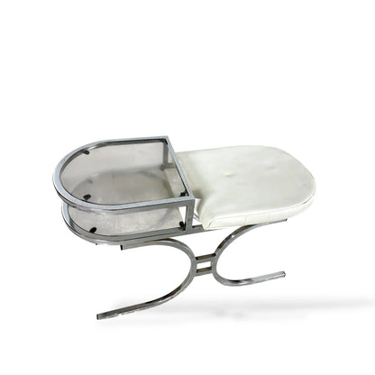 Mid-Century Chrome & Smoked Glass Space Age Telephone Bench