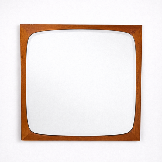 Mid Century Danish Teak Square Wall Mirror