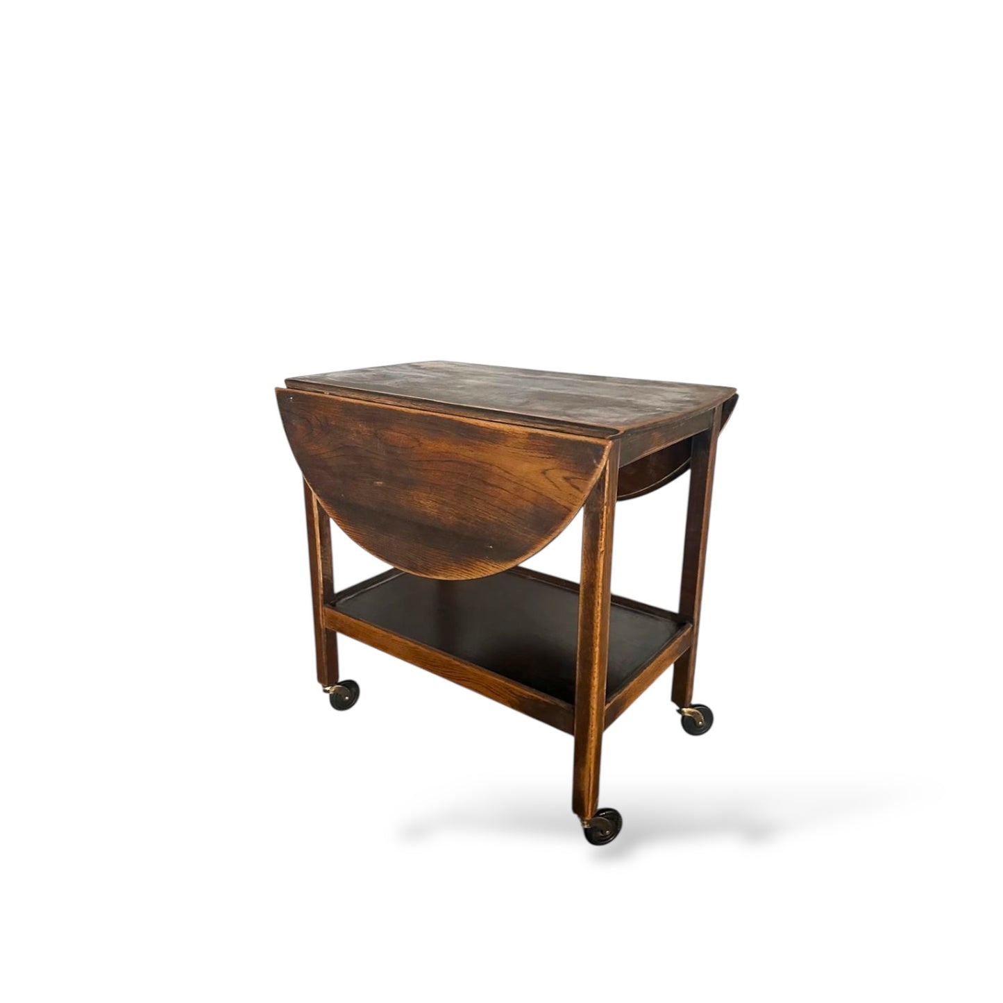Antique Oak Folding Drinks Trolley on Castors