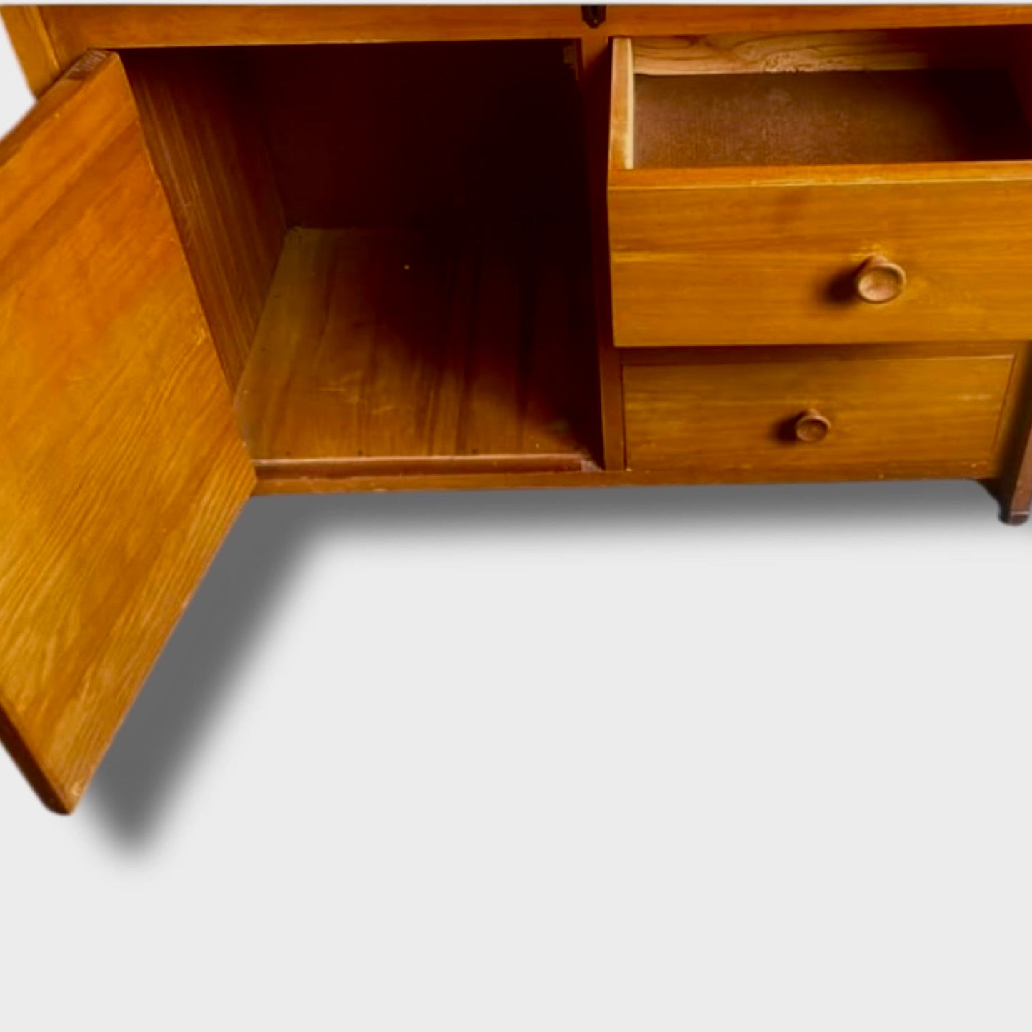 Vintage Oak Tambour Roll Top Bureau Desk