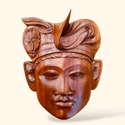 Vintage 1970s Indonesian Hand-Carved Hardwood Wall Mask