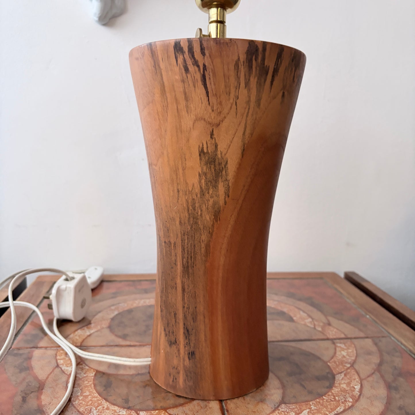 Mid Century Burr Walnut Sculptural Table Lamp
