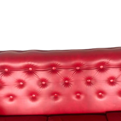 Mid Century Vintage Red Leather 3-Seater Sofa