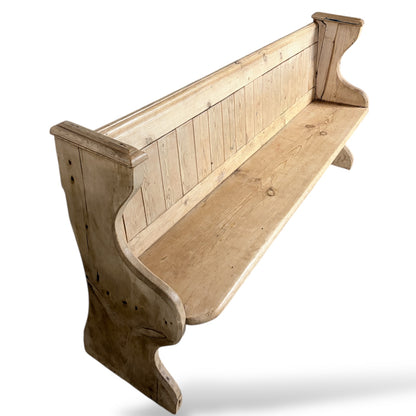 Antique Pine Church Pew – Rustic Farmhouse Bench With Classic Pew Ends & Comfortable Seating