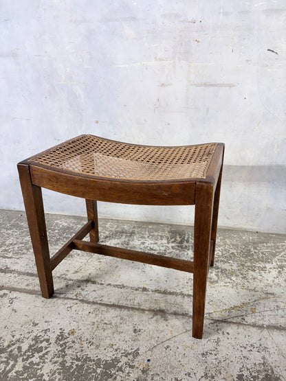 Antique Oak & Rattan Handmade Stool (Yorkshire)