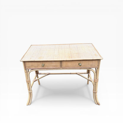 Vintage Bamboo & Rattan Console Table / Desk