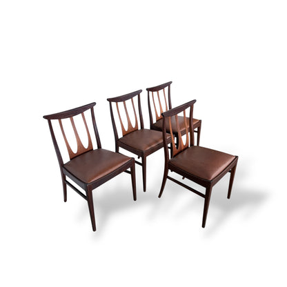 G Plan Brasilia Dining Chairs – Set of Four – Teak & Brown Vinyl