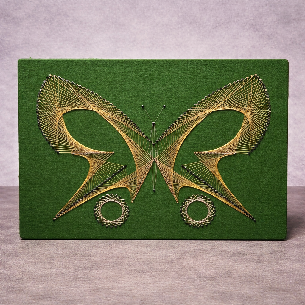 Mid Century String Art Butterfly Wall Hanging