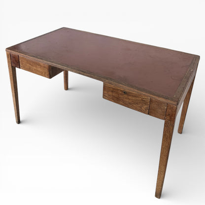 1950s Oak & Leather Military Compact Desk — view 2