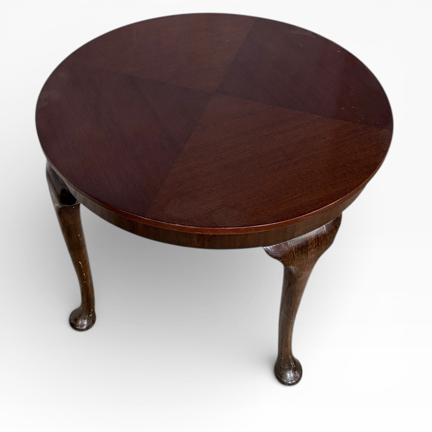 Mahogany Tea Table – Walnut Coffee Table With Marquetry Side Panels, Elegant Legs