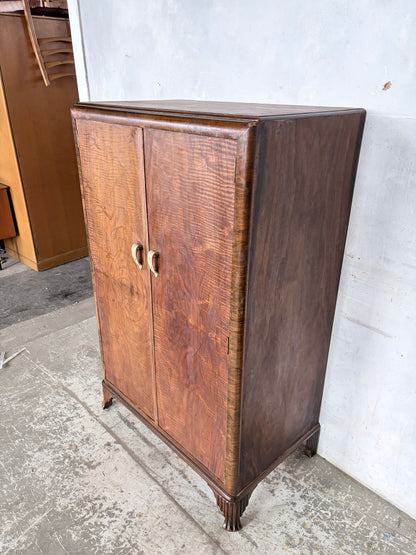 Art Deco Burr Walnut Compact Antique Wardrobe