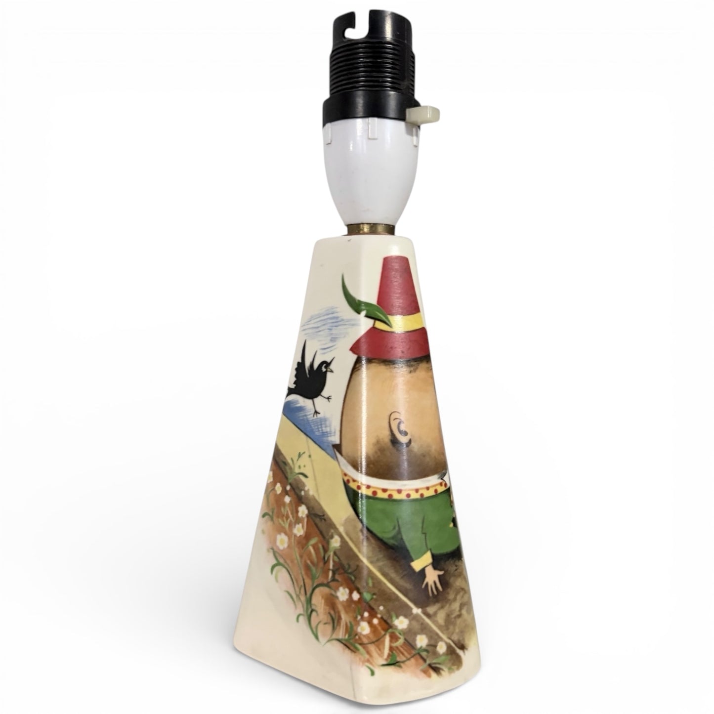 Vintage Ceramic Lamp – Hand-Painted Humpty Dumpty Table Lamp Base with Storybook Design