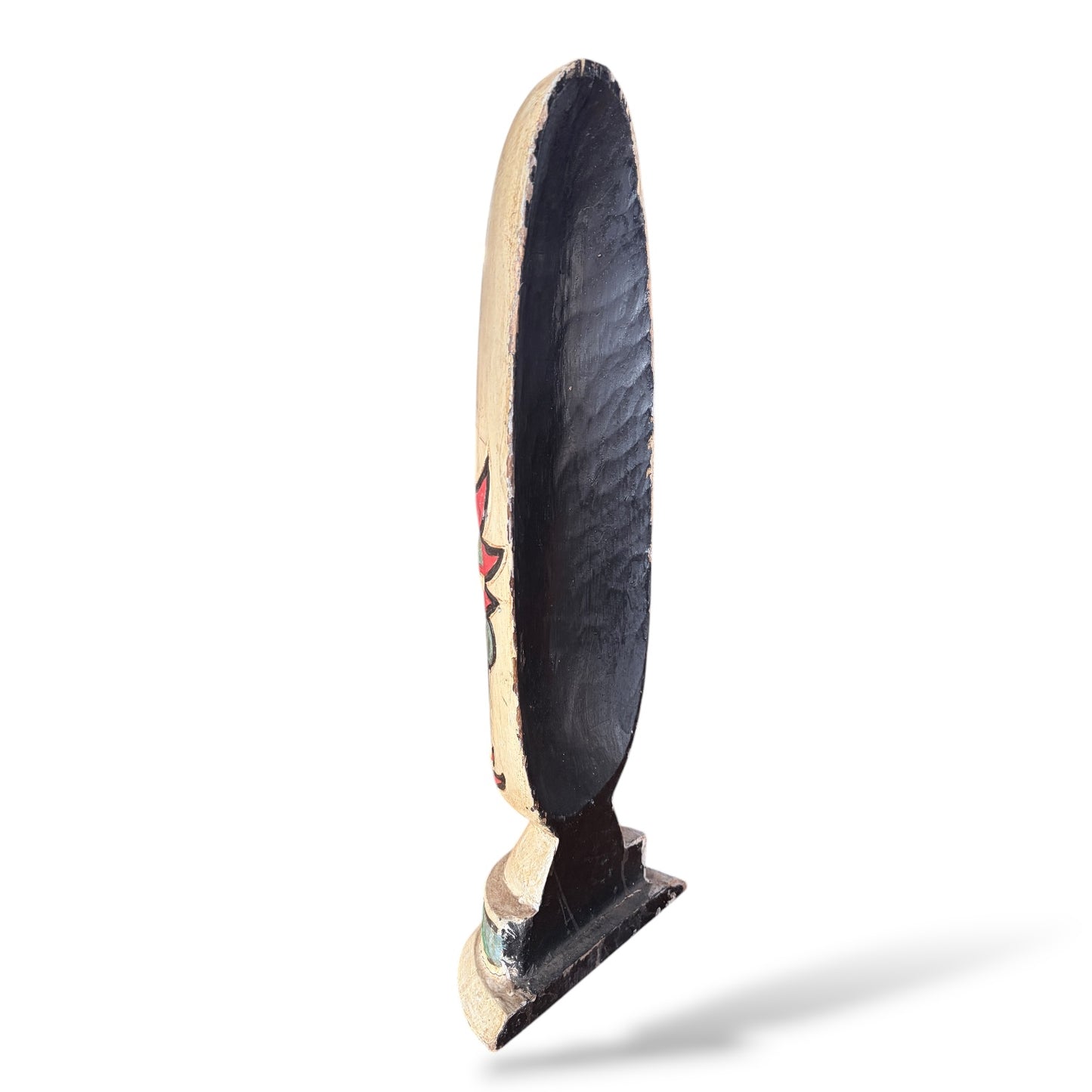 Folk Art Mask Sculpture – Hand-Carved Wooden Mid-20th Century Tribal Modernist Decor