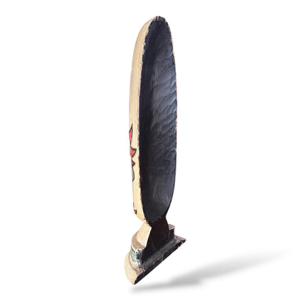 Folk Art Mask Sculpture – Hand-Carved Wooden Mid-20th Century Tribal Modernist Decor