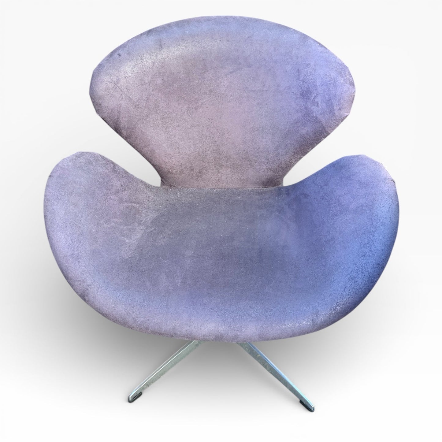 Mid Century Purple Swivel Lounge Chair with Chrome Base