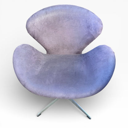 Mid Century Purple Swivel Lounge Chair with Chrome Base
